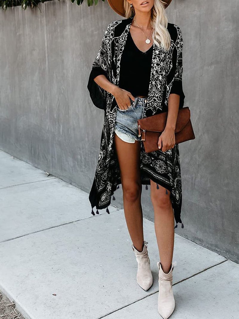 Breezy Lane Kimonos for Women Swimsuit Coverup Bohemian Kimono Cardigans Beach Bathing Suit Cover Up Summer Vacation - Image 2